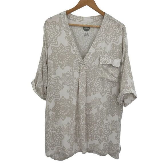 Life Is Good Tops - Life is Good white beige neutral print tunic size large